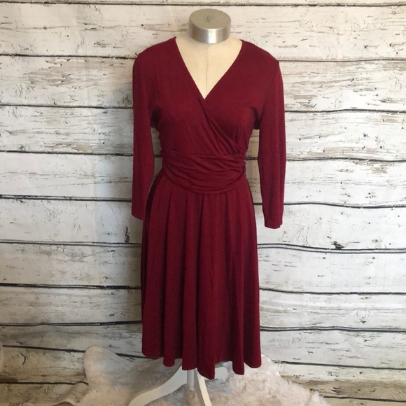 NWT Glory Star Long Sleeve Burgundy Dress - Picture 2 of 10